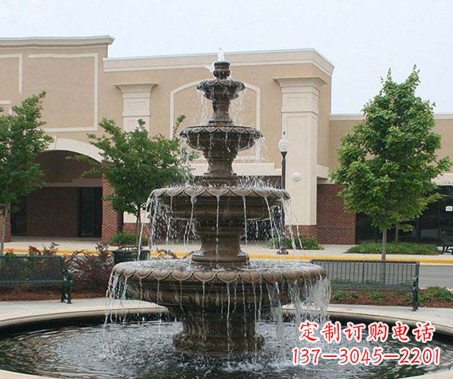 沧州别墅景观石雕多层喷泉雕塑 (3)