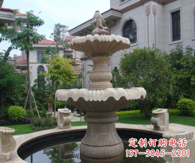 沧州别墅景观石雕多层喷泉雕塑
