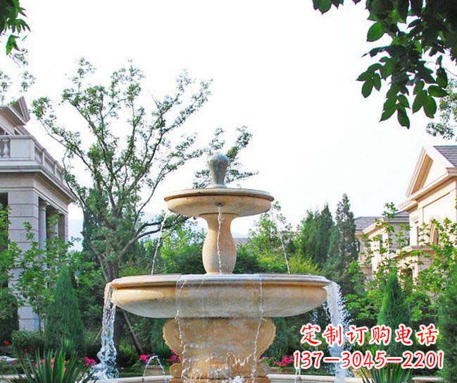 沧州别墅景观晚霞红喷泉石雕