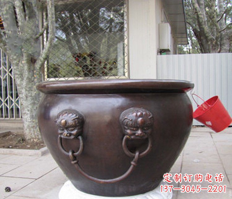 沧州别墅招财水缸铜雕塑摆件 (2)