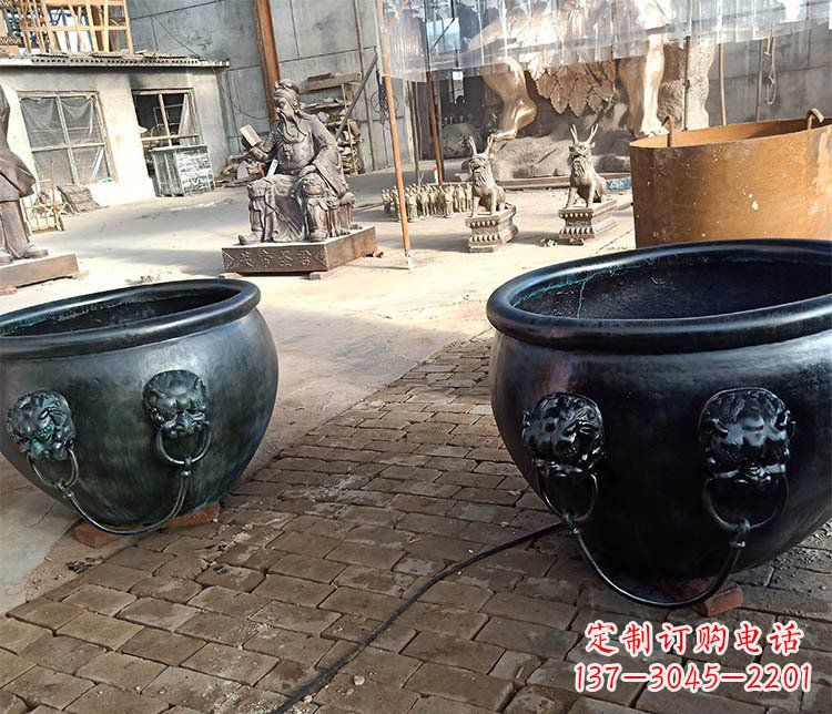 沧州别墅招财水缸铜雕塑摆件 (3)