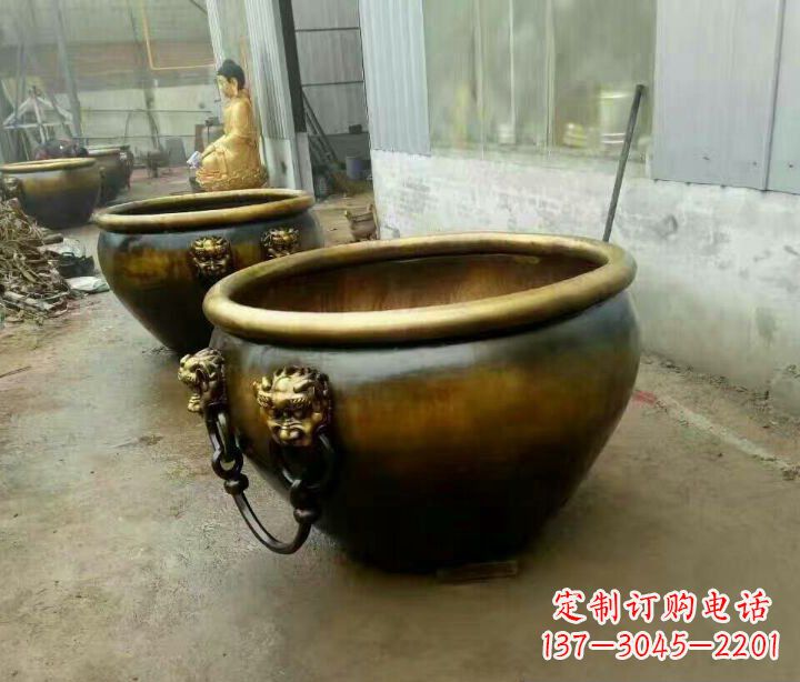 沧州别墅招财水缸铜雕塑摆件 (4)