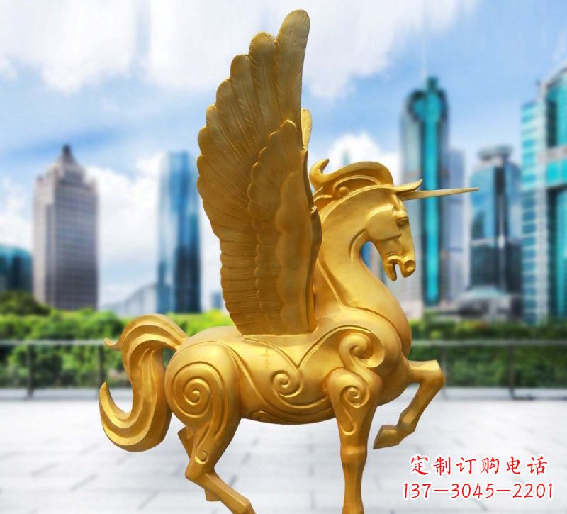 沧州玻璃钢仿铜独角兽雕塑精美雕塑艺术