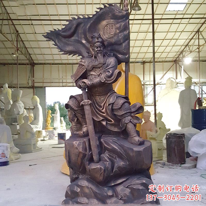 沧州玻璃钢仿铜关公雕塑