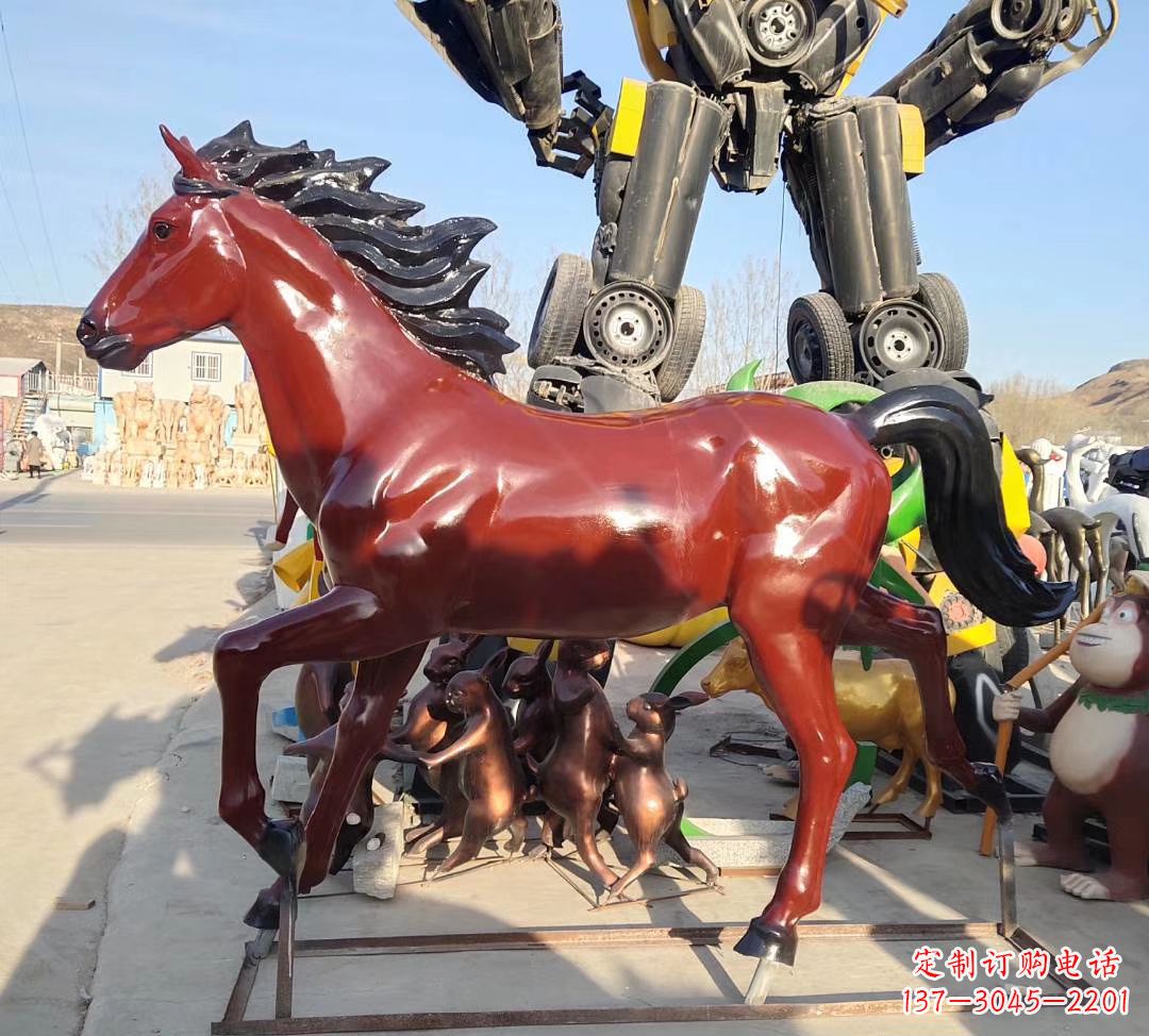 沧州玻璃钢奔马雕塑