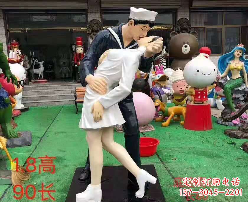 沧州玻璃钢情侣雕塑——浪漫婚庆景观