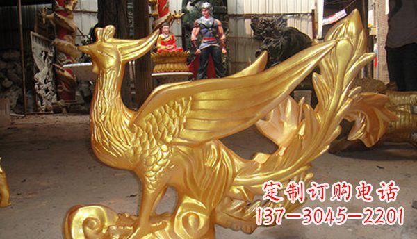 沧州玻璃钢凤凰仿铜动物雕塑传承传统文化