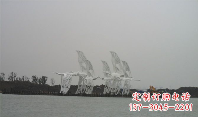 沧州不锈钢白鹭动物雕塑美丽的艺术作品