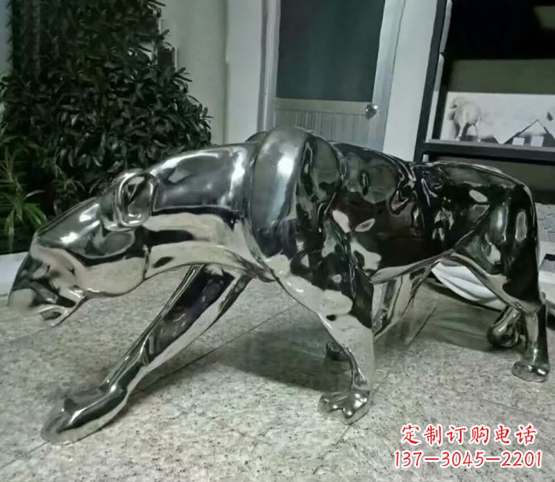 沧州精美绝伦的不锈钢豹子雕塑