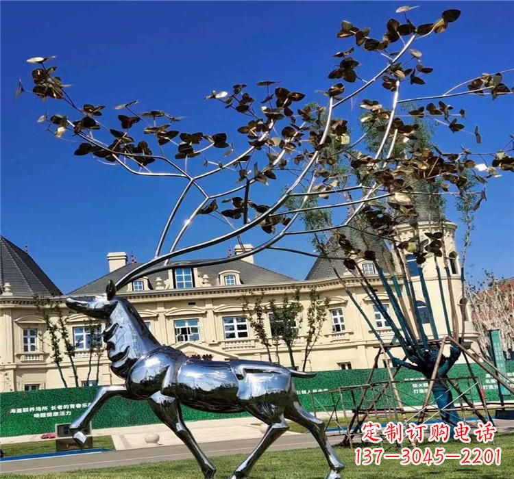 沧州不锈钢梅花鹿雕塑精美而又经久不衰