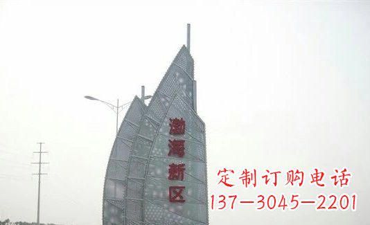 沧州渤海新区精美不锈钢船帆雕塑