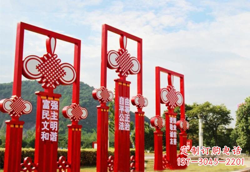 沧州不锈钢城市中国结社会主义核心价值观雕塑展现社会主义核心价值观