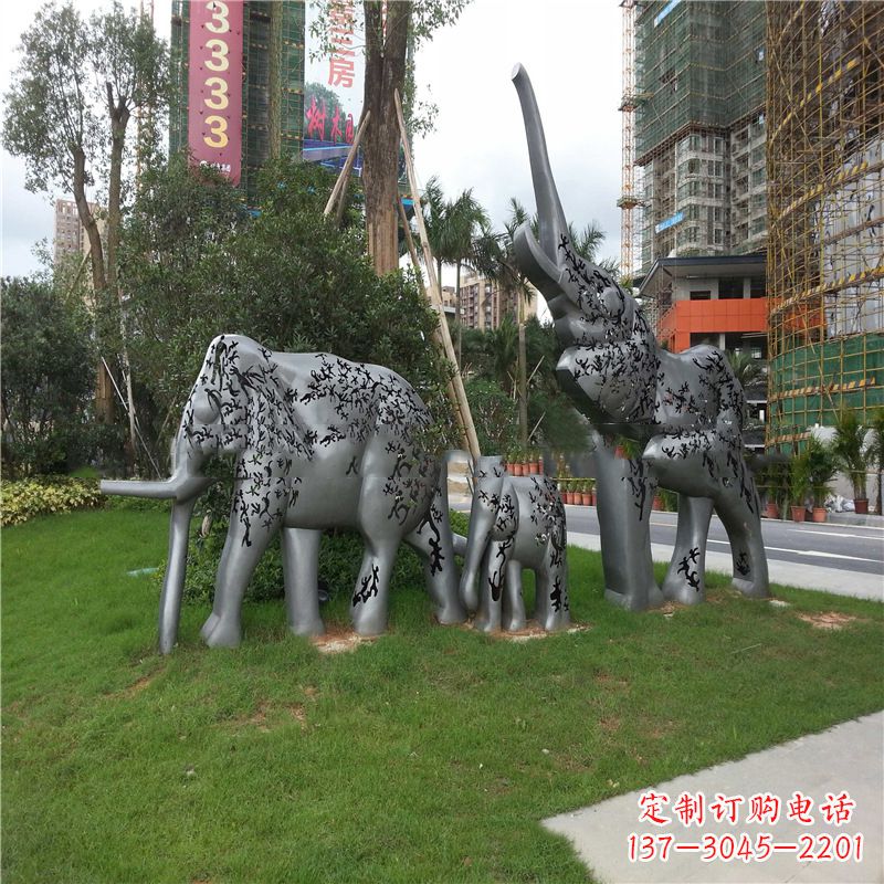 沧州不锈钢大象雕塑小区园林的精美装饰