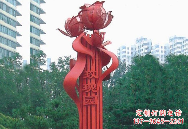 沧州不锈钢玫瑰雕塑精美而优雅