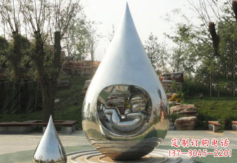 沧州不锈钢水滴雕塑缔造生命之源