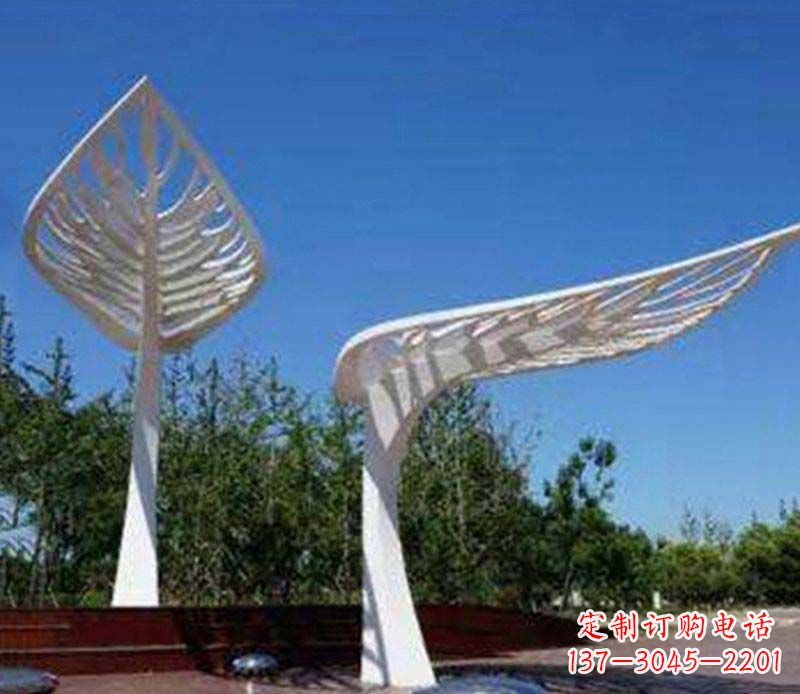 沧州精美不锈钢树叶雕塑