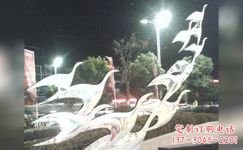 沧州不锈钢大雁雕塑——灿烂的翱翔
