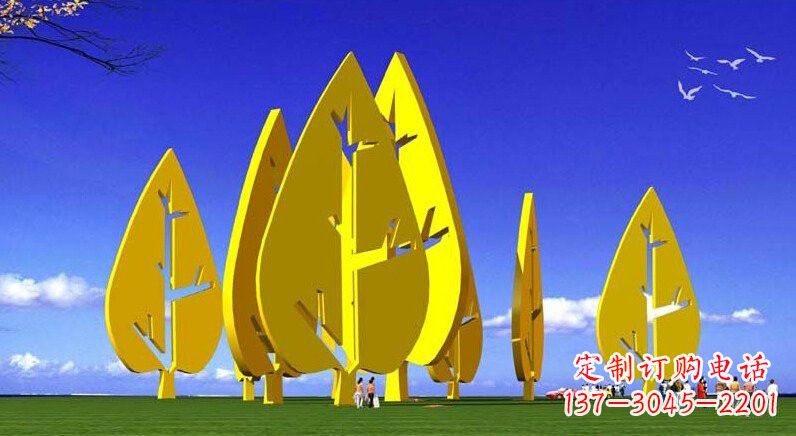 沧州不锈钢树叶雕塑美丽的艺术装点