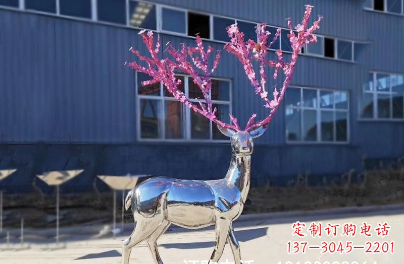 沧州梅花鹿雕塑不锈钢公园的美丽礼物