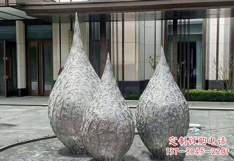 沧州不锈钢镂空水滴雕塑精致美观