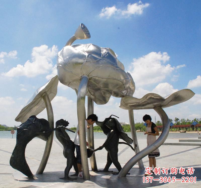 沧州荷花之美——不锈钢荷花广场雕塑
