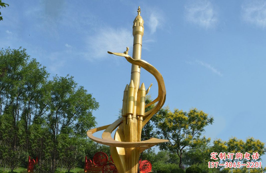 沧州火箭飞向蓝天不锈钢火箭广场景观雕塑