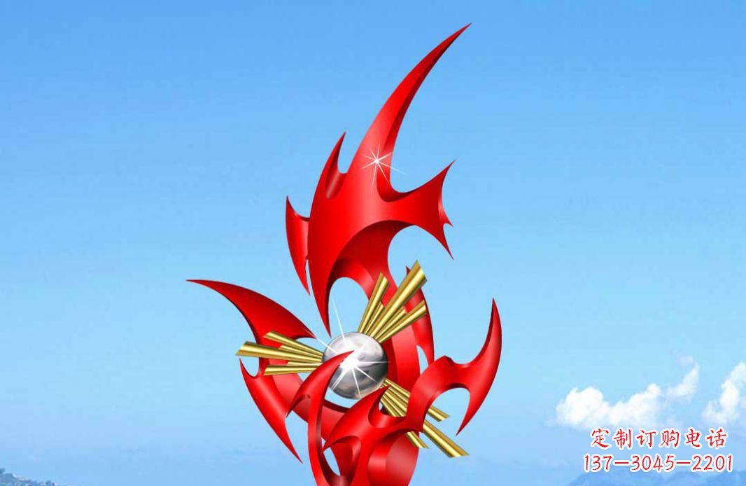 沧州不锈钢火苗抽象景观雕塑给城市添彩