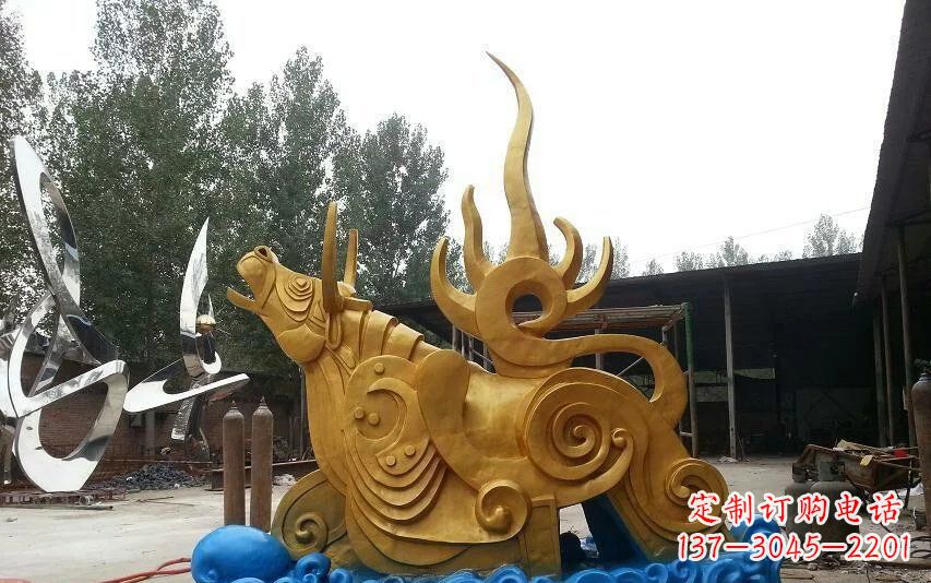 沧州不锈钢金牛卧波雕塑——传承文化的艺术瑰宝