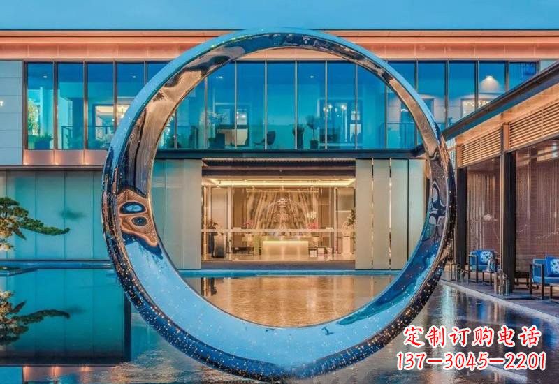 沧州不锈钢镂空灯光圆环雕塑