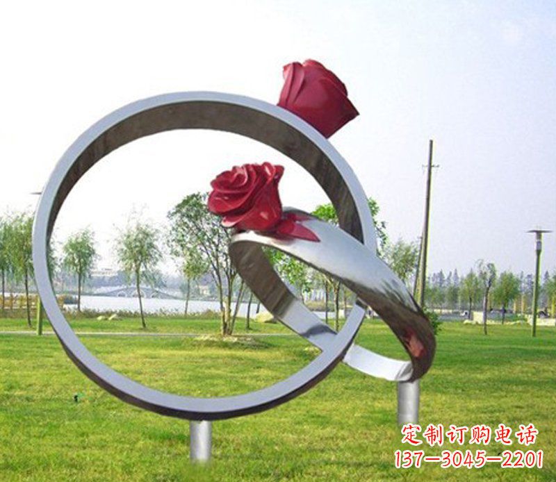沧州不锈钢玫瑰戒指雕塑