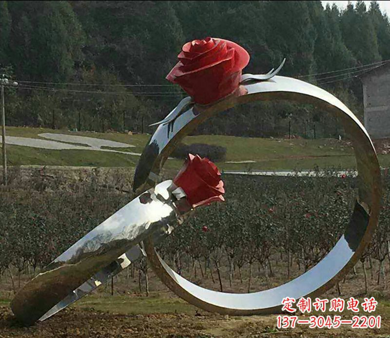 沧州不锈钢玫瑰雕塑精美的艺术珍品