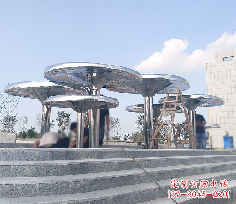 沧州艺术精美的不锈钢蘑菇公园雕塑