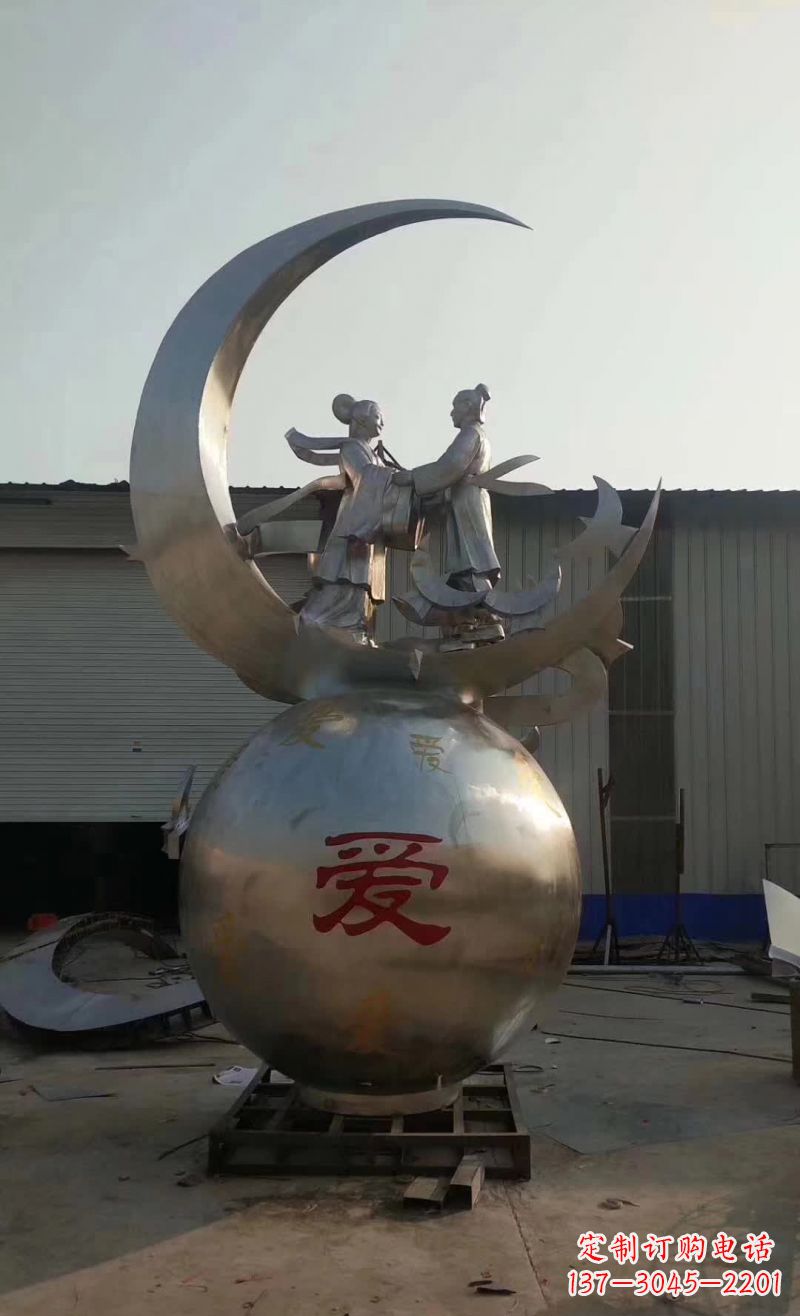沧州不锈钢牛郎织女雕塑传承爱情的象征