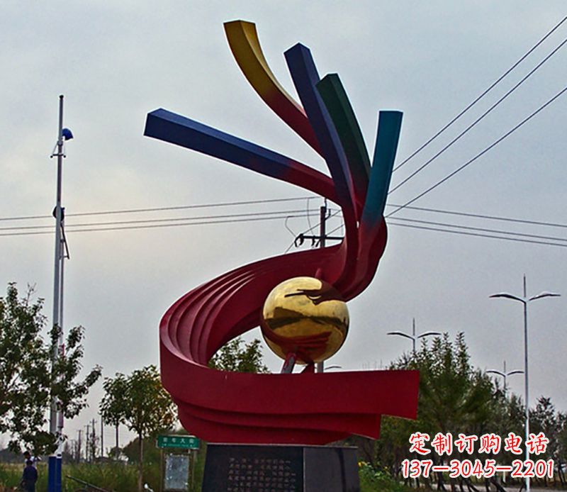 沧州不锈钢飘带雕塑艺术与自然的完美结合