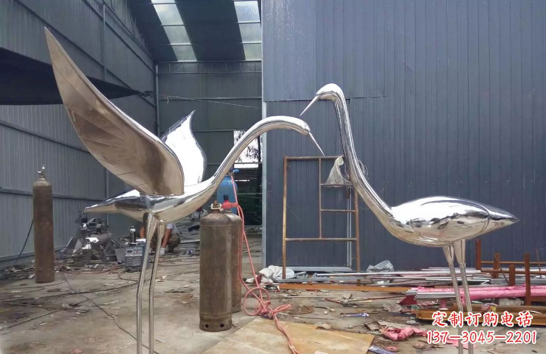 沧州不锈钢仙鹤雕塑传承中国文化