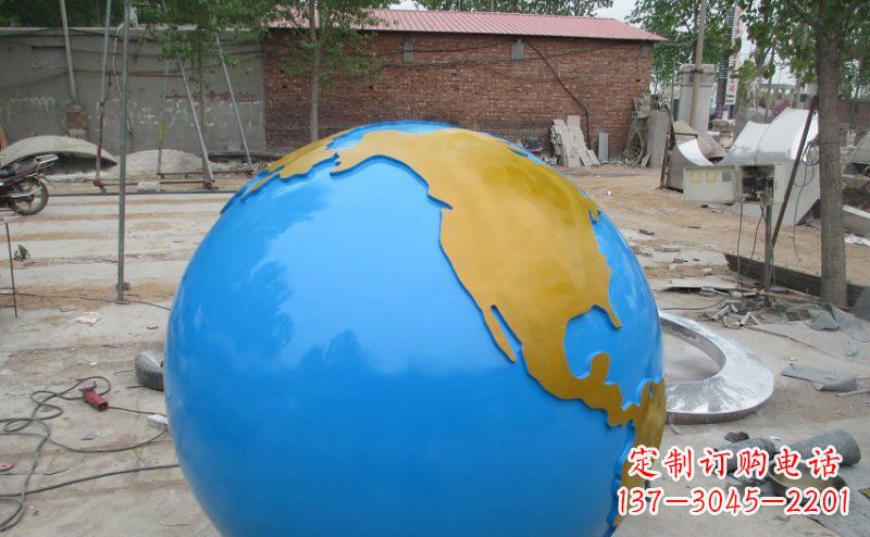 沧州不锈钢校园地球雕塑象征着全球友好