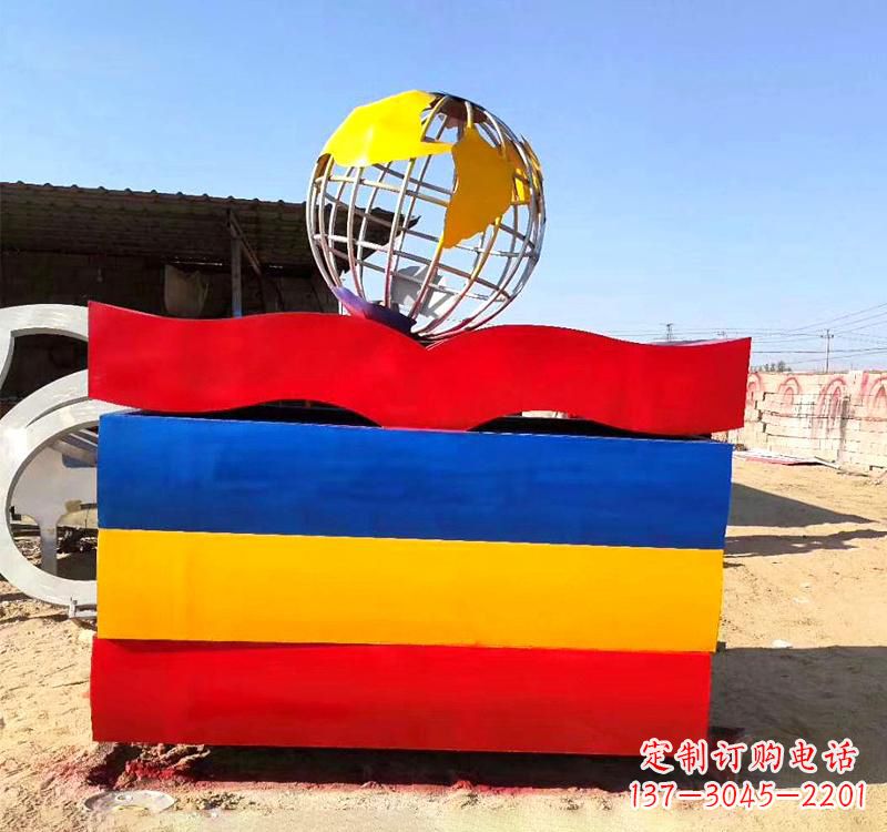沧州不锈钢校园地球仪雕塑缅怀地球之美