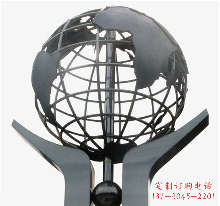 沧州象征地球一体的不锈钢校园手托地球雕塑