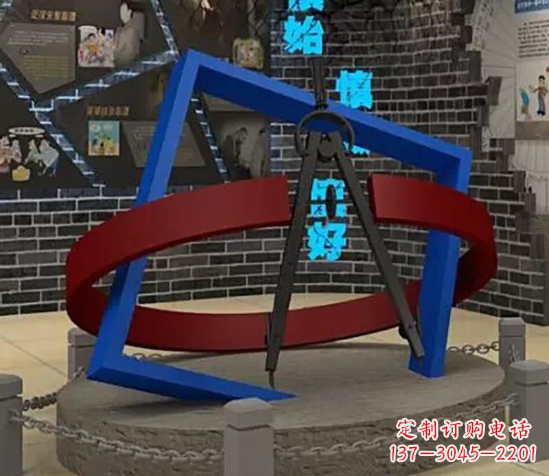 沧州不锈钢圆规雕塑实现景观美化的艺术之作