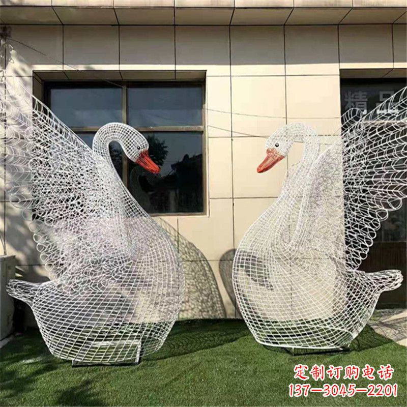 沧州不锈钢展翅网格天鹅雕塑——精美而绚丽