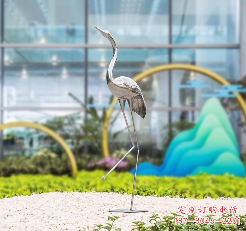 沧州不锈钢展翅仙鹤雕塑