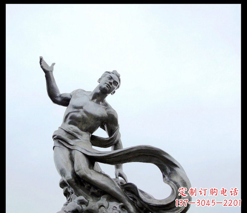 沧州浪花上的勇敢者——不锈钢站立的男人雕塑