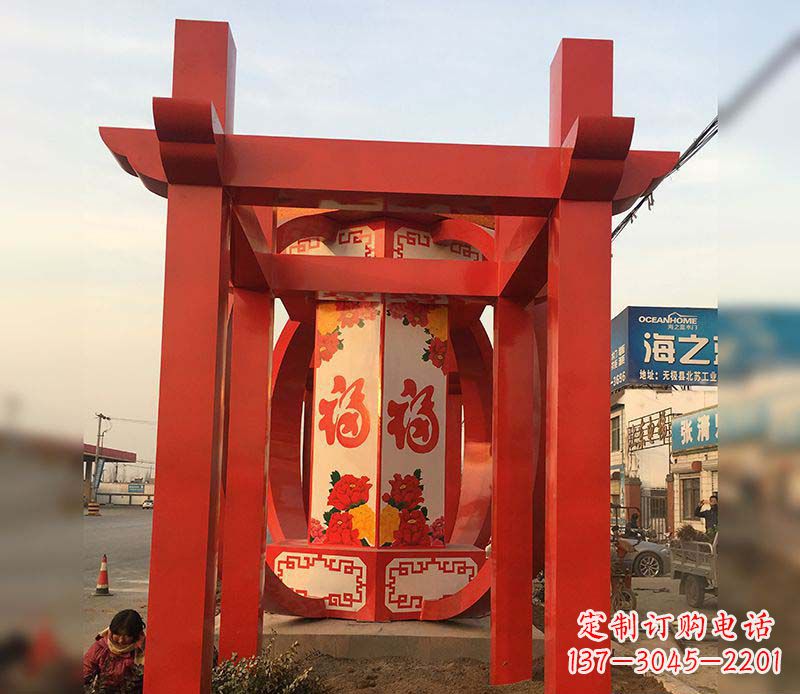 沧州不锈钢灯笼雕塑——点亮中国梦