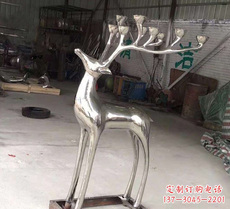 沧州精美梅花鹿雕塑——点亮不锈钢烛台