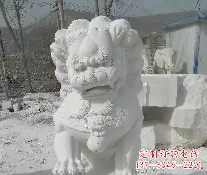 沧州狮子雕塑踩绣球石狮子寺庙的独特景观