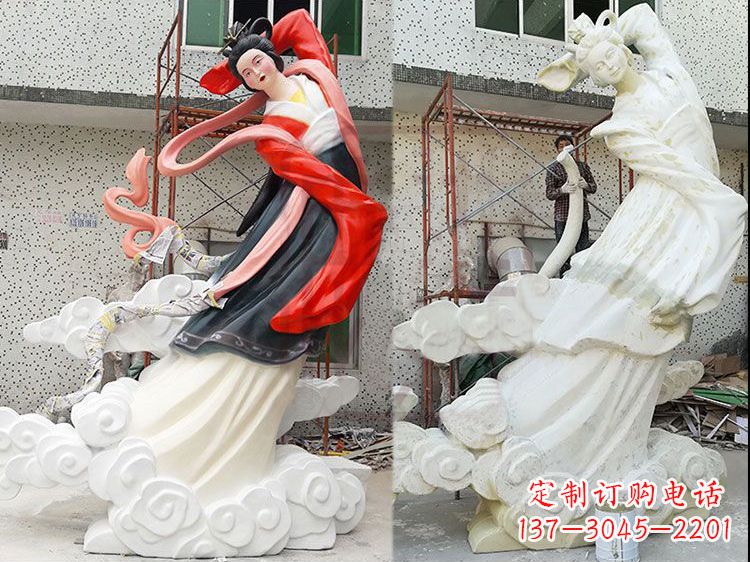 沧州神话中的嫦娥玻璃钢彩绘雕塑