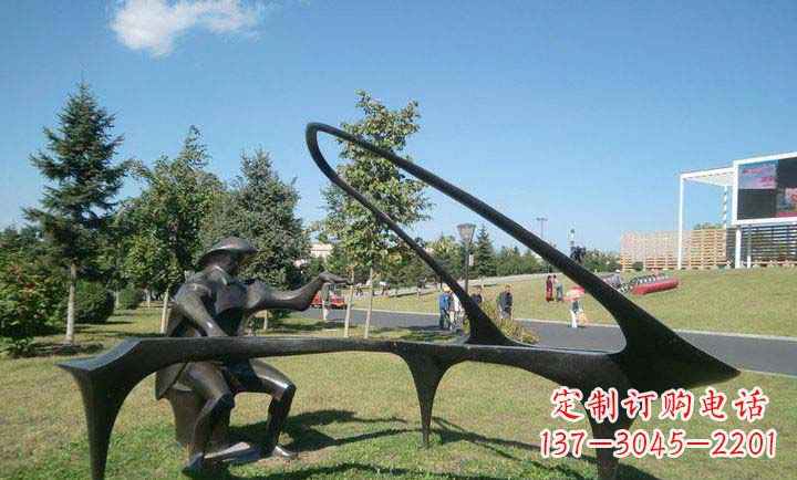 沧州抽象人物弹钢琴铜雕
