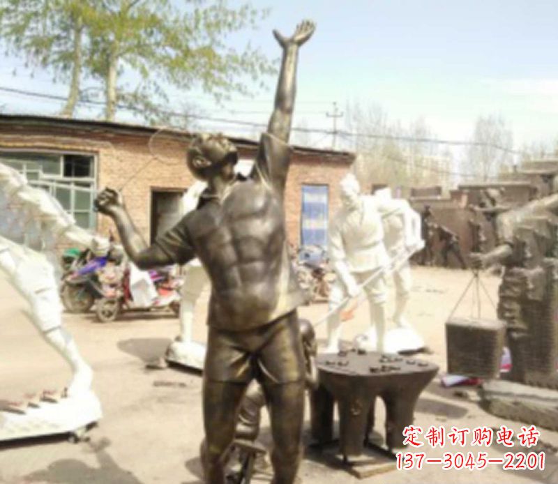 沧州打羽毛球公园人物铜雕
