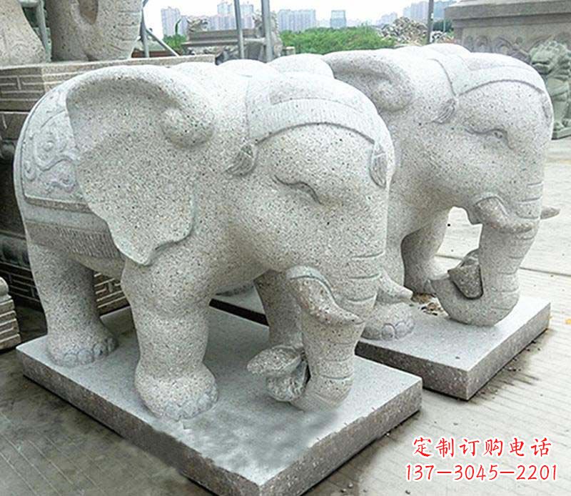 沧州大理石制作的精美招财大象雕塑