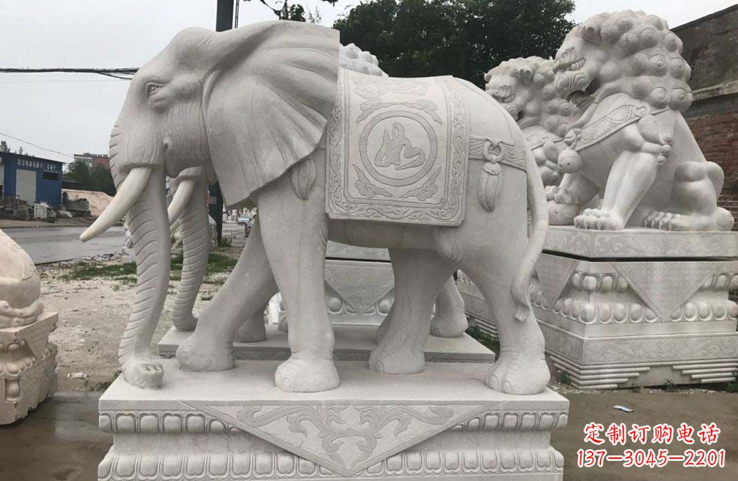 沧州大理石大象雕塑